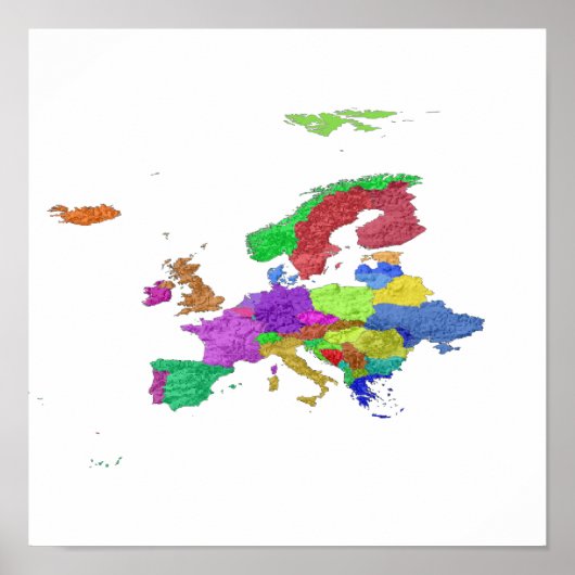 Blank Europe Countries map poster (Vorne)