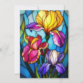Blank Flat Greeting Card with Stain-Glass Iris  Feiertagskarte