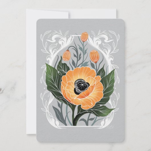 Blank florale Note Card mit Orange Poppies Dankeskarte (Vorderseite)