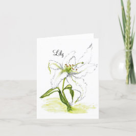 Blank Folded notecard floral watercolor Lilly Dankeskarte