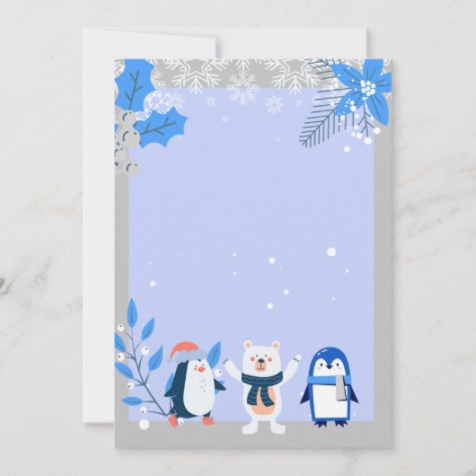 Blank Fügen Sie Ihre eigenen Schneeflocken Pinguin Einladung (Vorderseite)