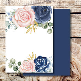 Blank Fügen Sie Ihren eigenen Text Navy blauen Ros Einladung
