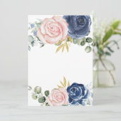 Blank Fügen Sie Ihren eigenen Text Navy blauen Ros Einladung (Stehend Vorderseite)