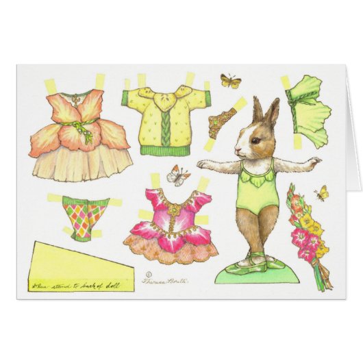 Blank Gladiolís Ballerina Bunny Paper Doll Card (Vorderseite (Horizontal))
