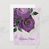 Blank Glamour Gold und Lila Rose Willkommen Zuhaus Ankündigung (Vorne/Hinten)