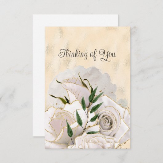 Blank Glamour Gold White Roses Denken Sie an Sie Ankündigung (Vorne/Hinten)