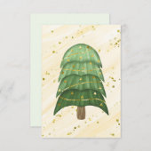 Blank Gold Green Sparkle Moderner Weihnachtsbaum Ankündigung (Vorne/Hinten)