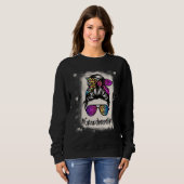 Blank Grandmutterleben Messy Bun Rainbow Leopard Sweatshirt (Vorne ganz)