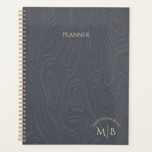 Blank Grau Abstrakter Personalisierter Planer (Vorderseite)