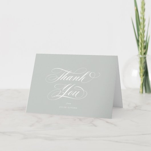 Blank Gray-Green Elegant Script Abschluss Dankeskarte (Vorderseite)