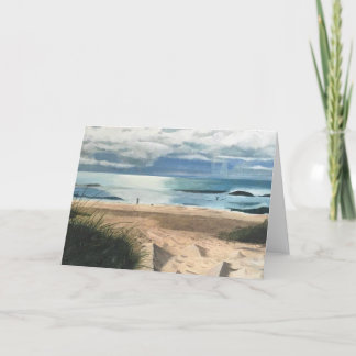 Blank Greeting Card Beach Sunrise Gemälde Dankeskarte