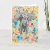 Blank Greeting Card Vibrant Elephant Original Art Karte (Vorderseite)