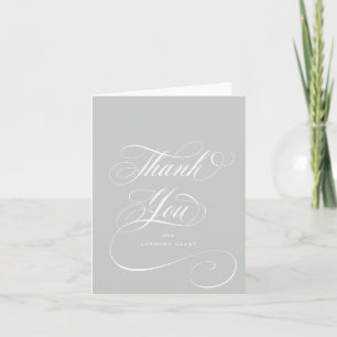 Blank Grey Green Elegant Script Abschluss Dankeskarte