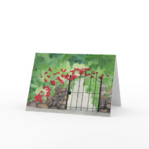 Blank Grußkarte "Old Garden Gate" Wasserfarbe