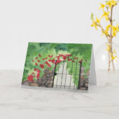 Blank Grußkarte "Old Garden Gate" Wasserfarbe Karte (Gelbe Blume)