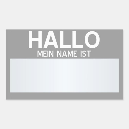 Blank Hallo mein Name ist ... Personalisierbar Rechteckiger Aufkleber (Vorderseite)