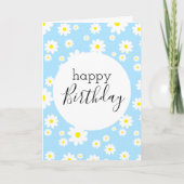 Blank Happy Birthday Daisy Flower Pattern Blue Karte (Vorderseite)