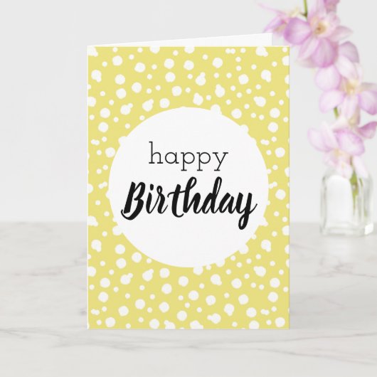 Blank Happy Birthday Yellow Polka Dots Card Karte (Orchidee)