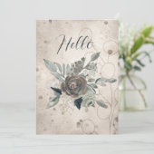Blank Hello Sage Green Cream Watercolor-Blume Ankündigung (Stehend Vorderseite)