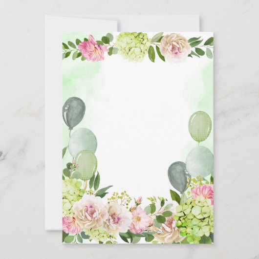 Blank hinzufügen Ihre eigenen grünen Hydrangea ros Einladung (Vorderseite)