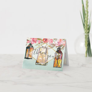 Blank Innen Rustikal Romantische Laternen Rose Gol Dankeskarte