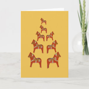 Blank Inside Dala Horse Christmas Tree Card Feiertagskarte