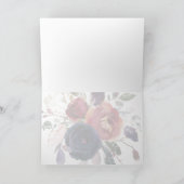 Blank Inside Foto Burgundy Navy Floral Rose Gold Dankeskarte (Innenseite)
