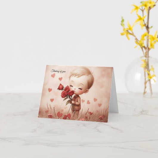 Blank inside note card "Thinking Of You" Karte (Gelbe Blume)