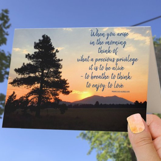 Blank Inside Sunrise Photo Gratitude Quote Karte