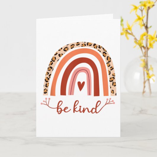 Blank Inspiration be Kind Boho Rainbow Cheetah Karte (Gelbe Blume)