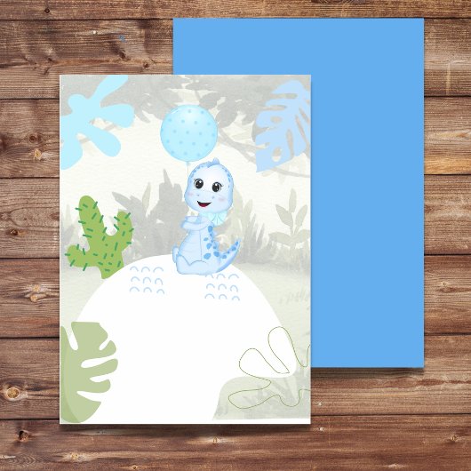 Blank Invitation DIY Niedlich Blue Dinosaurier Bal Einladung