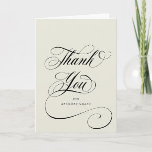 Blank Ivory Elegant Script Abschluss Dankeskarte