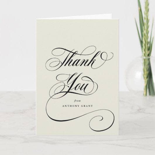 Blank Ivory Elegant Script Abschluss Dankeskarte (Vorderseite)