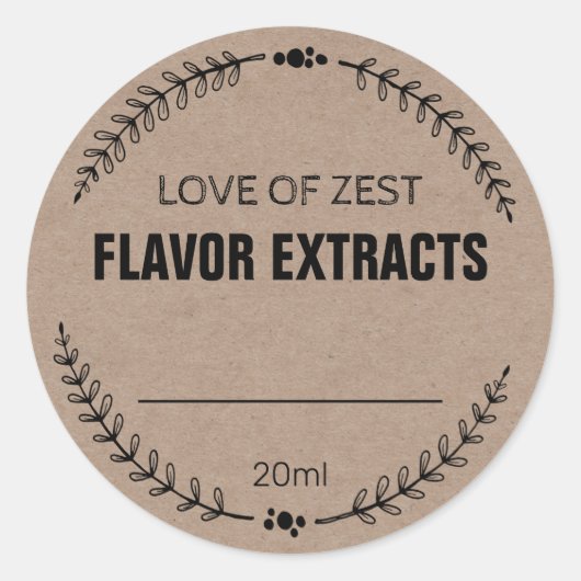 Blank Kraft hausgemachte Aroma Extract Labels Runder Aufkleber (Vorderseite)