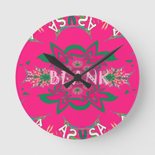 Blank, lebhaft rosa, florale, lila Schattenmonogra Runde Wanduhr (Vorderseite)
