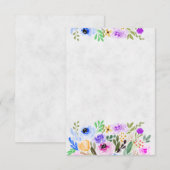 Blank Lila und blaue Blütenhochzeit Einladung (Vorne/Hinten)