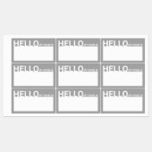 Blank Modern Hallo, mein Name ist grau Etiketten (Blatt)