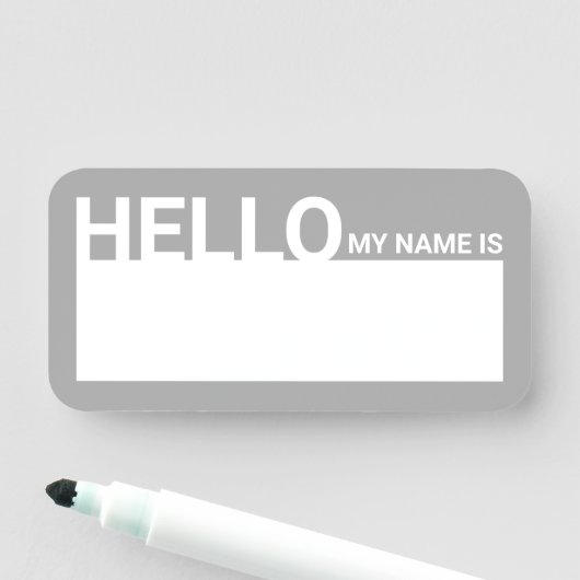 Blank Modern Hallo, mein Name ist grau Namensschild (Beispiel)