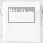Blank Modern Hallo, mein Name ist grau Rechteckiger Aufkleber (Tasche)