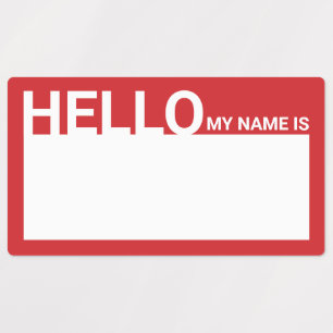 Blank Modern Hello, mein Name ist Red Labels Etiketten