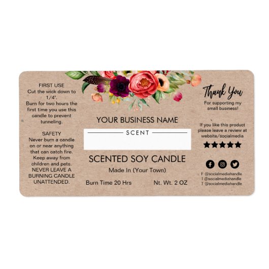 Blank Modern Soy Candle Labels (Vorne)