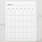 Blank Monatskalender mit 5 Wochen 8.5 x 11 Flyer (Vorne)