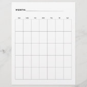 Blank Monatskalender mit 5 Wochen 8.5 x 11 Flyer (Hinten)