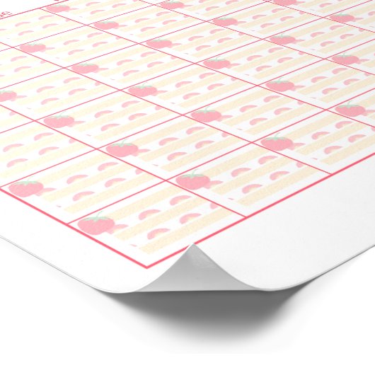 Blank Monthly Calendar Strawberry Cake Thema Poster (Ecke)