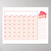Blank Monthly Calendar Strawberry Cake Thema Poster (Vorne)