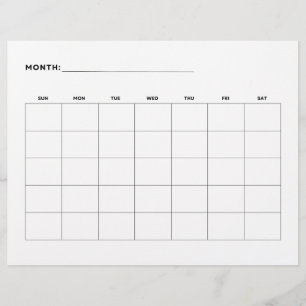 Blank Monthly Kalender Landscape 5 Wochen 8.5 x 11 Flyer