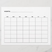 Blank Monthly Kalender Landscape 6 Wochen 8.5 x 11 Flyer (Hinten)