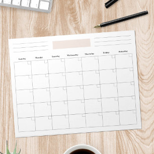 Blank Monthly Kalender Planer Notizblock