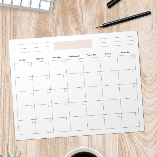 Blank Monthly Kalender Planer Notizblock