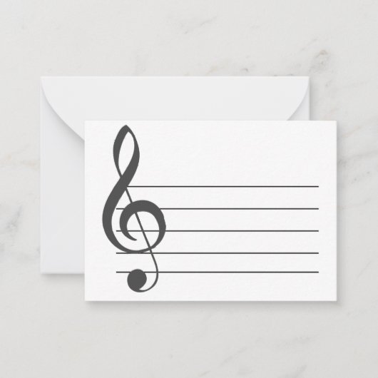 Blank Music Staff Treble Clef Musical Notecard Mitteilungskarte (Vorderseite)